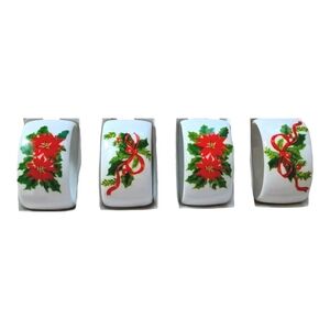 Vintage 1960s porcelain napkin rings. Set of 4 in original box